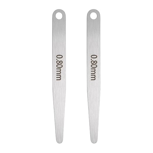 HARFINGTON 2pcs Metric Thickness Feeler Gauge 0.8mm Single Blade Oval Feeler Gauge 304 Stainless Steel Gap Measuring Tool for Repair Valve Guitar Spark Plug