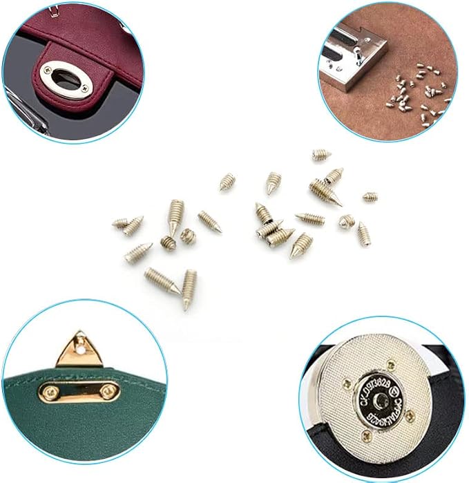 120 pcs Nickel Plated Tip Screws Pointed Cross Slot Leather Accessories 12 Sizes Belt Screws Include M2*3-M2*6, M2.5 * 3-M2.5 * 8, M3*3-M3*8 with 2mm Screwdriver for Belt Buckle Wallet Handbag Purse