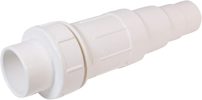 Midline Valve 567SD100 Heavy Duty PVC Repair Coupling; Expandable Pipe Fitting; 1 in. White Plastic
