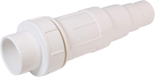 Midline Valve 567SD112 Heavy Duty PVC Repair Coupling; Expandable Pipe Fitting; 1-1/2 in.; White Plastic
