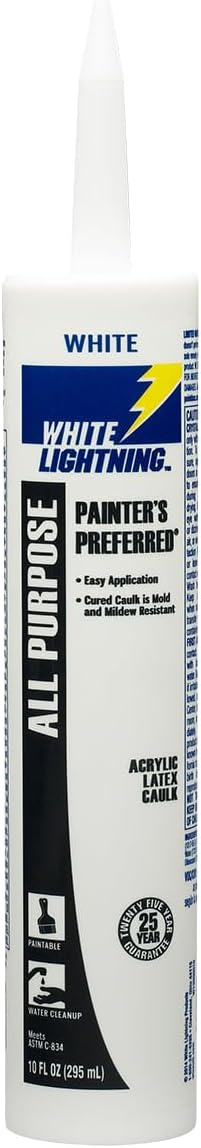 White Lightning W13000010 Painter's Preferred All Purpose Acrylic Latex Caulk, White, 10 fl. oz. (Pack of 2)