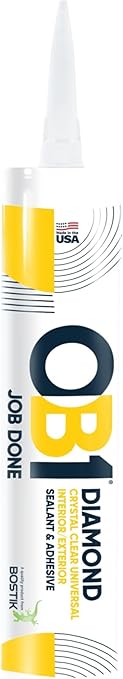 OB1 Universal Caulk Sealant & Adhesive Diamond Crystal Clear 10.1oz | Professional Grade All-in-One Advanced Hybrid | Water Resistant Internal & External | Shrink Crack & UV Resistant | 1 Cartridge
