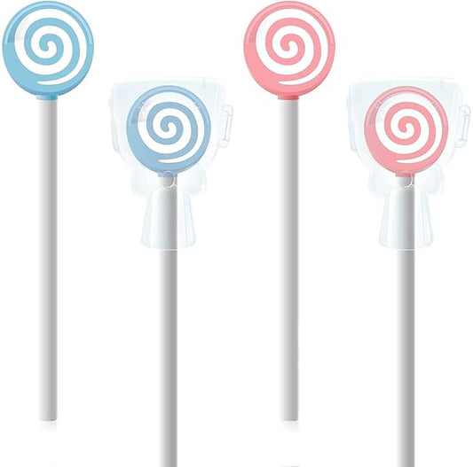Y-Kelin Kids Tongue Scraper or Cleaner Set-Tongue Cleaner Tongue Brush with Smiley Cover, Multi-color Lollipop Shape Soft Silicone Tongue Brush for Kids, Reduce Bad Breath (4 PACK)