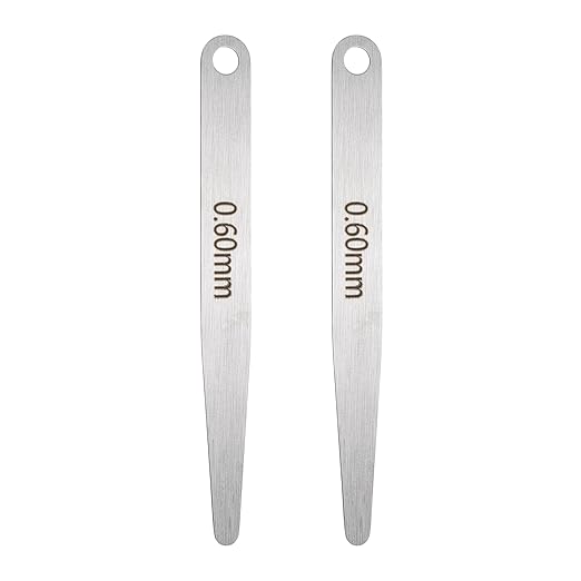 HARFINGTON 2pcs Metric Thickness Feeler Gauge 0.6mm Single Blade Oval Feeler Gauge 304 Stainless Steel Gap Measuring Tool for Repair Valve Guitar Spark Plug