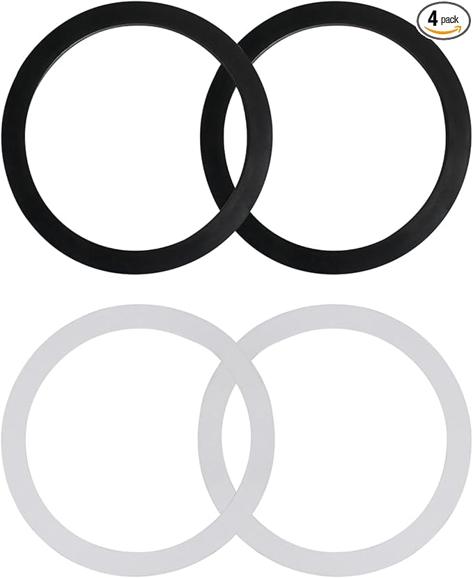 4 Pack Kitchen Sink Gasket, 3-1/2 Inch Sink Drain Gasket Seal Rings, 2 Rubber & 2 Paper Washers for 1/2/3 Compartment Sinks, No Plumber's Putty Needed