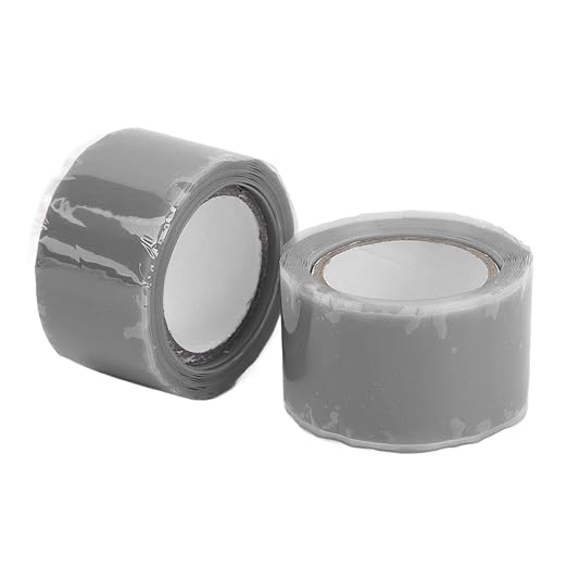 Self Fusing Silicone Tape, Waterproof Insulation Adhesive Tape, 2 Rolls 1.5m x 2.5cm - Heat, Easy Tear, Durable Pipe and Hose Repair Solution (Grey)