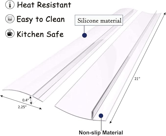 Silicone Gap Covers, (2 PCS) Silicone Stove Gap filler Stopper Kitchen Stove Gap Covers - Flexible Stoves Counter Gap Cover, Food Grade (21 Inches, Semi Clear)