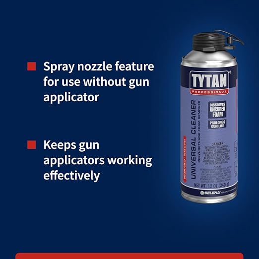 TYTAN PROFESSIONAL Universal Cleaner – 12 oz Adhesive Remover, Foam Dissolver, Expanding Foam Cleaner, Multi-Purpose Surface Prep & Tool Cleaner (1 Pack)