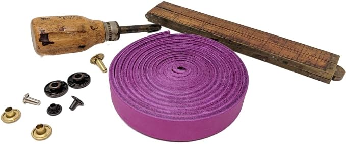 Leather Strap for Crafts & Jewelry | 72 Long × 5/8" Wide × 1/8" Thick (7-8oz) | Genuine Leather Strips for Crafts, Projects or Repairs - Magenta | 5-Pack