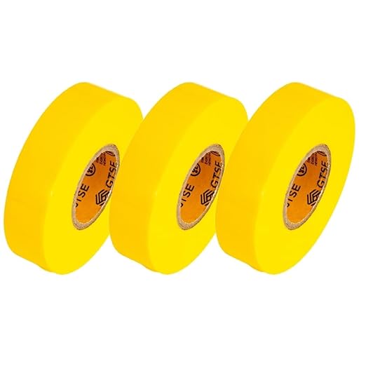 GTSE Yellow Electrical Tape, 3-Pack – Waterproof, Industrial Grade Vinyl, 3/4 in x 66ft– Strong Self-Adhesive PVC Electric Tape for Wire Insulation, 7 Mil, 600V – UL/CSA Listed