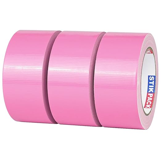 3 Rolls Pink Duct Tape, Heavy Duty Strong Industrial Colored Duct Tape 9mil x 2inch x 25yds Flexible, No Residue, Waterproof and Tear by Hand, Multi-Use for Indoor & Outdoor Repairs