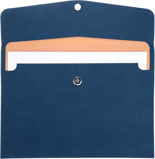 PATIKIL PU Leather File Folders, 7.9x10.6 A4 Document Holder Waterproof Envelope Folder with Snap Closure, Portable Portfolio Organizer Case for Paper Receipt, Blue