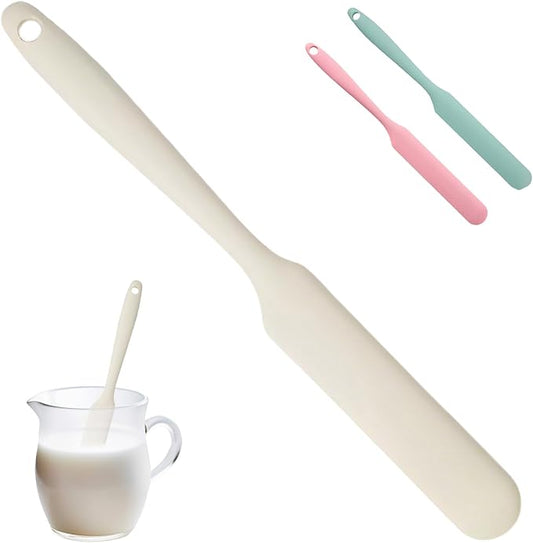 Silicone Jar Spatula,Non-Stick Heat Resistant Kitchen Thin Spatula,Sourdough Stirring Stick,Jam Spreader for Peanut Butter,Cake Cream Butter Spatulas for Scraping Icing Bread Cream (White)
