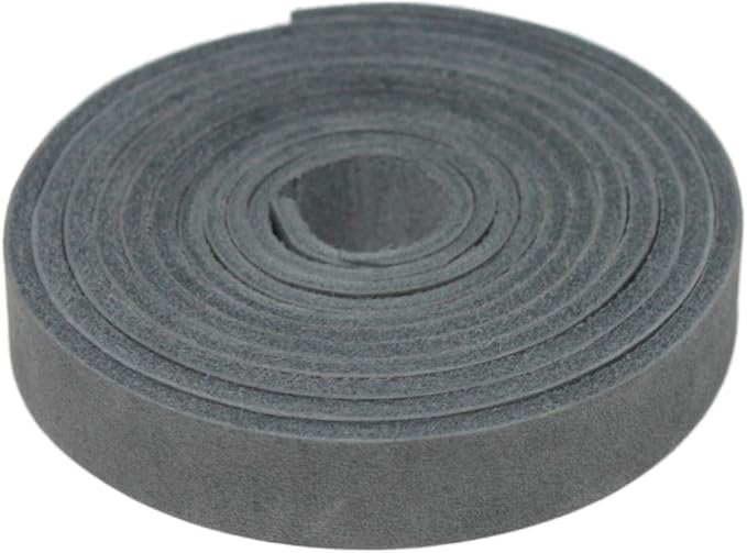 TOFL 3/8" Wide Flat Leather Cord – 72" (6 Feet) Long × 1/8" Thick (7-8oz) | Real Cowhide Leather Strips for Crafts | Smokey Gray