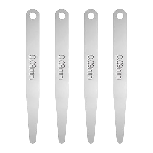 HARFINGTON 4pcs Metric Thickness Feeler Gauge 0.09mm Single Blade Oval Feeler Gauge 304 Stainless Steel Gap Measuring Tool for Repair Valve Guitar Spark Plug