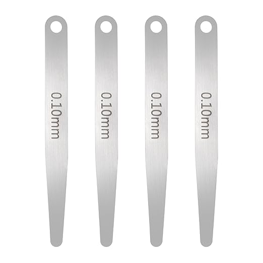HARFINGTON 4pcs Metric Thickness Feeler Gauge 0.1mm Single Blade Oval Feeler Gauge 304 Stainless Steel Gap Measuring Tool for Repair Valve Guitar Spark Plug
