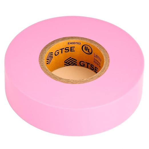 GTSE Pink Electrical Tape, 3 Rolls – Waterproof, Industrial Grade Vinyl, 3/4 in x 66ft– Strong Self-Adhesive PVC Electric Tape for Wire Insulation, 7 Mil, 600V – UL/CSA Listed