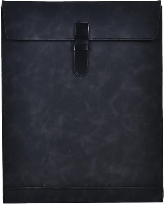 Black PU Leather File Folder, Snap Closure File Organizer, Document Organizer, Laptop Sleeve Notebook Case, A4 Envelopes Filing Folder