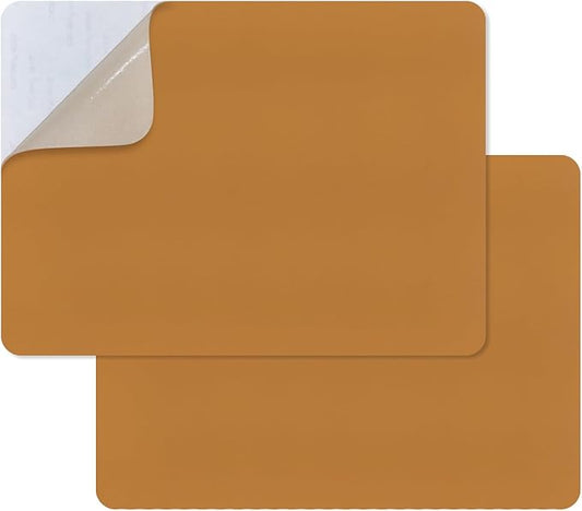 SYLVASS Self Adhesive Leather Repair Patches for Couch, Sofas, Furniture, Car Seats, Office Chairs, Pack of 2 Yellow Brown