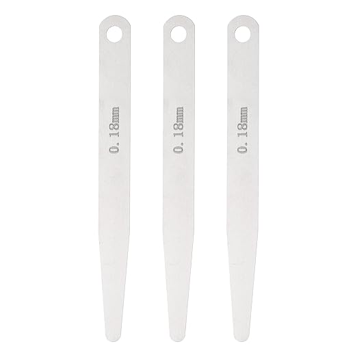 HARFINGTON 3pcs Metric Thickness Feeler Gauge 0.18mm Single Blade Oval Feeler Gauge 3CR-13 Stainless Steel Gap Measuring Tool for Repair Valve Guitar Spark Plug