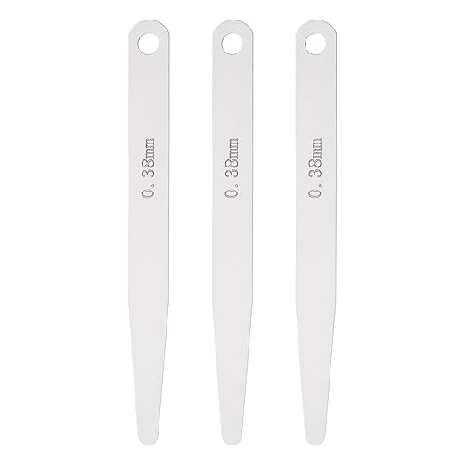 HARFINGTON 3pcs Metric Thickness Feeler Gauge 0.38mm Single Blade Oval Feeler Gauge 3CR-13 Stainless Steel Gap Measuring Tool for Repair Valve Guitar Spark Plug