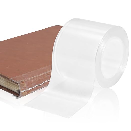 Engorgio Clear Strong Waterproof Adhesive Archival Safe Book Repair Tape, 2Inch x 16.5Ft - Removable Book Binding Tape for Old Books, Broken Pages, Textbook Spine & Library Repair Supplies.