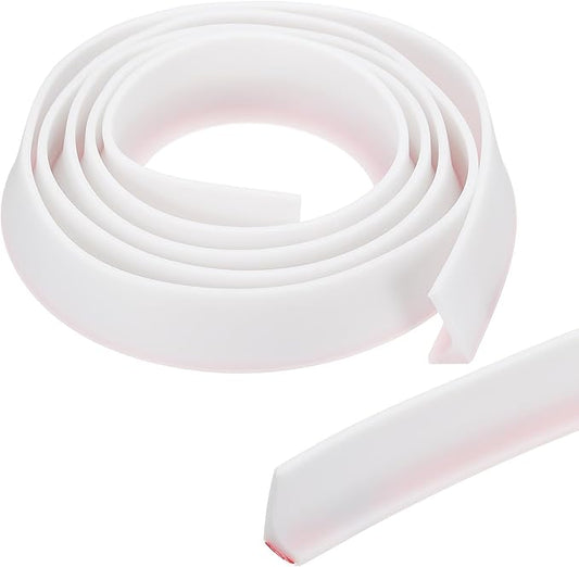 PATIKIL 79 Inch Collapsible Shower Threshold Water Dam Guard, Shower Stopper Barrier Self Adhesive Sink Splash Guard for Frameless Shower Door Bottom, White (1.2"Wx0.6"T)