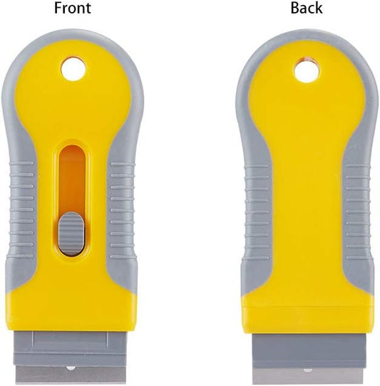 WEGAZ-2 Pack Razor Blade Scraper with 100 Extra carbon steel Blades, Scraper Tool for Cleaning Window, Paint, Cooktop, Oven, Glass Stove Top Scraper