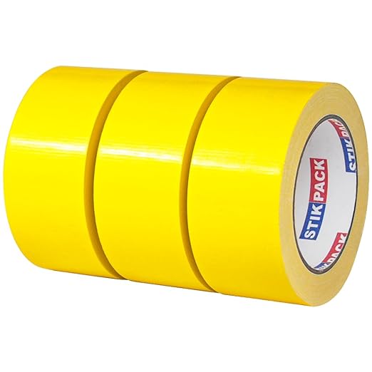 3 Rolls Yellow Duct Tape, Heavy Duty Strong Industrial Colored Duct Tape 9mil x 2inch x 25yds Flexible, No Residue, Waterproof and Tear by Hand, Multi-Use for Indoor & Outdoor Repairs