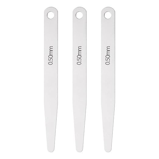 HARFINGTON 3pcs Metric Thickness Feeler Gauge 0.5mm Single Blade Oval Feeler Gauge 3CR-13 Stainless Steel Gap Measuring Tool for Repair Valve Guitar Spark Plug