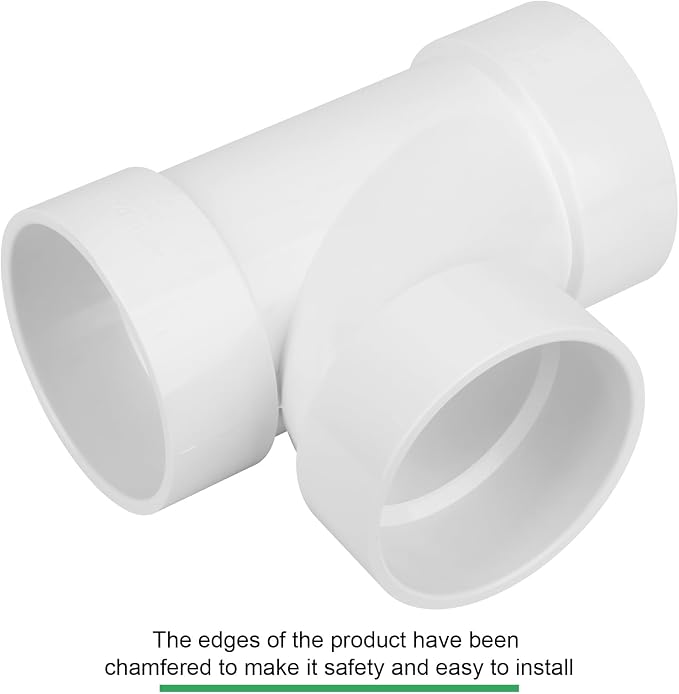 4IN PVC DWV Sanitary Tee 3-Way PVC Pipe Fittings Adapter Furniture Build Grade SCH40 PVC Elbow Fittings Connector for Drain, Waste, Vent
