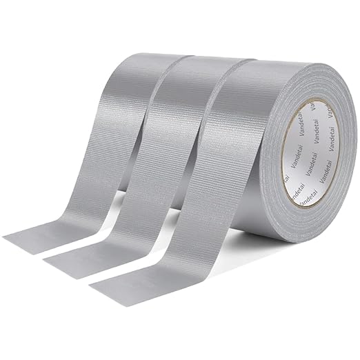 Duct Tape Heavy Duty Waterproof, Strong Adhesive Silver Duct Tape Bulk for Indoor Outdoor Repairs, DIY Work, Tear by Hand (Silver 3 Pack, 2 Inch x 66 Yards Total)