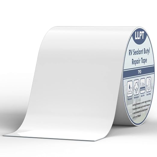 LLPT Roof Seal Tape White 6" x 50 Ft UV Stable RV Sealant Repair Tape Extreme Durable Waterproof Airtight Patch Tape for Window RV Repair Boat Vent Trailer Camper Motorhome (SV62110WT6)