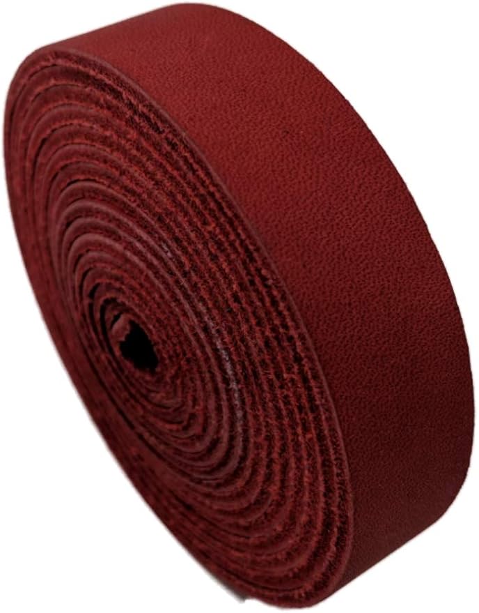 Leather Strap for Crafts & Jewelry | 72 Long × 5/8" Wide × 1/16" Thick (4-5oz) | Genuine Leather Strips for Crafts, Projects or Repairs - Red | 3-Pack