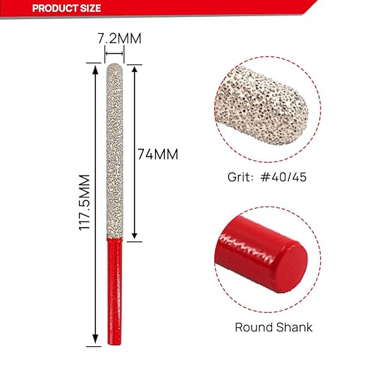DT-DIATOOL Diamond Mortar Raking Bit for Brick Joints Stone Masonry Granite Diameter 7.2mm, Round Thread Router Bit