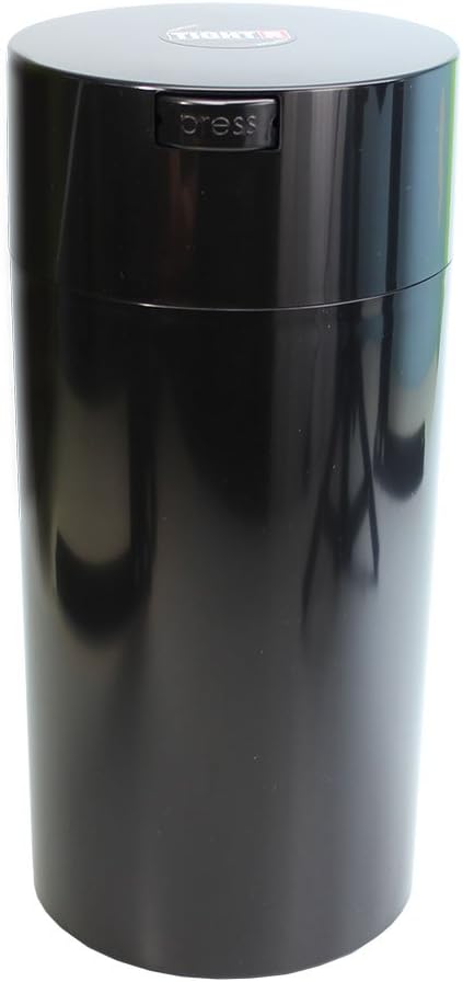 Tightvac 5 to 24 Ounces Airtight Storage Container - Multi-use Vacuum Seal for Coffee Beans, Grounds, Herbs, Tea, Spices and Dry Goods, Patented Airtight Container, Black