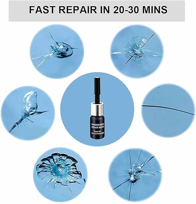 Windshield Repair Kit, 2 Pcs Car Glass Repair Kit Quick Fix for Chips & Cracks, Windshield Crack Repair Kit,Cracks Gone Glass Kit, Automotive Windscreen Tool, Nano Fluid Filler