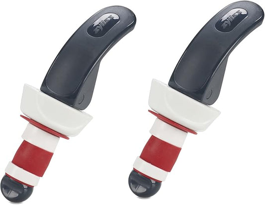 Zyliss Easy Seal Bottle Stoppers – Leak-Proof Wine and Champagne Stoppers with Long Easy-Lock Handle, Comfortable Grip, Airtight Seal, Modern Design in Gray and Red, Durable and Dishwasher Safe