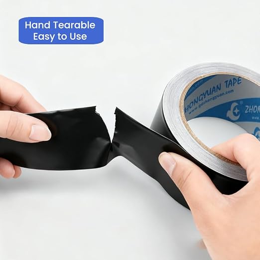 Black Aluminum Foil Tape High Temp Heavy Duty Adhesive HVAC Sealing Hot Cold Air Duct Tape for Pipe Metal Repair (2 IN x 64 FT 3.9 Mil)