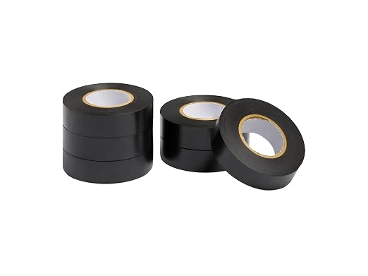 Amazon Basics Electrical Adhesive Tape, Insulating with Strong Adhesive, for Home DIY, Repairs, Electrical, Automotive and Equipment, 3/4" x 60', Black, 6-Pack