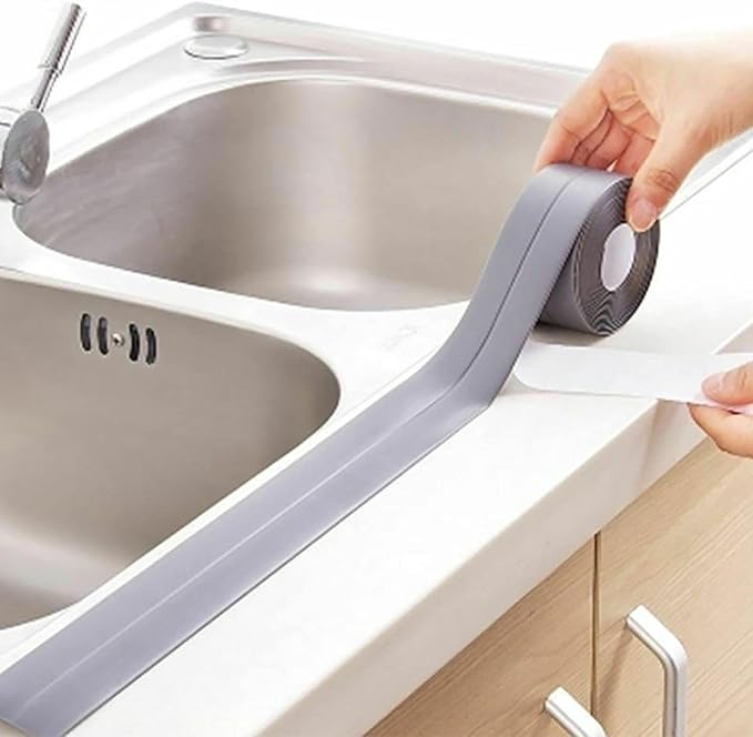 Caulk Strip Tape, Waterproof Dustproof PVC Self Adhesive Caulking Sealing Tape for Kitchen Sink Toilet Bathroom Shower Bathtub Wall(0.86" x6.56',Grey)