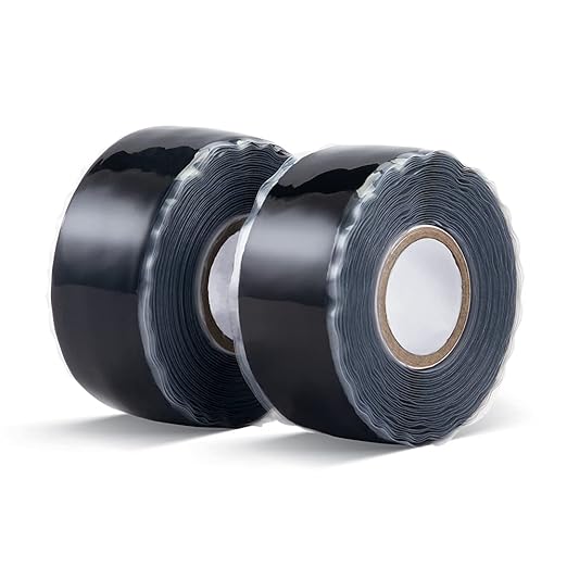 CLAVICHORD Seal Self Fusing Silicone Tape - 2 Rolls 1 Inch Wide and 15 Feet Long Weatherproof Self Fusing Silicone Sealing Tape for Emergency Pipeline Repair/Cable Bandage/Tool Fixing（Black）