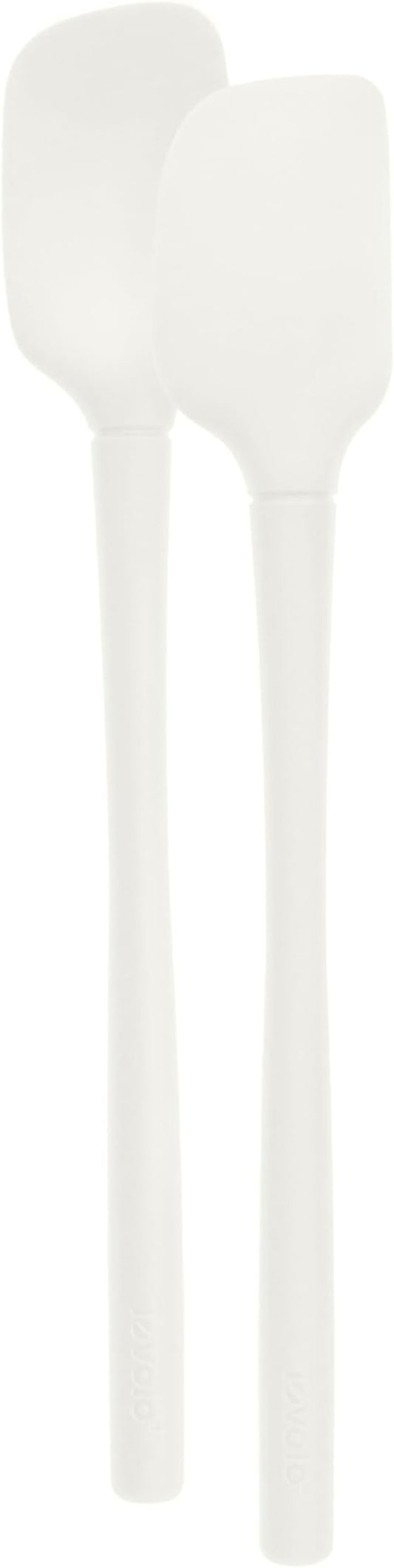 Tovolo Flex Core Mini Silicone Spatula Spoonula Set of 2 for Cast Iron Non Stick Cooking & Baking, Dishwasher Safe Spatula & Spoonula All Silicone Heat Resistant BPA Free Kitchen Utensil, White