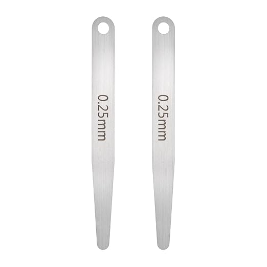 HARFINGTON 2pcs Metric Thickness Feeler Gauge 0.25mm Single Blade Oval Feeler Gauge 304 Stainless Steel Gap Measuring Tool for Repair Valve Guitar Spark Plug