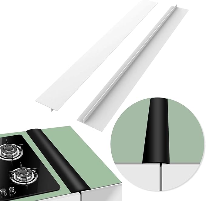 2 Pack Flexible Kitchen Stove Gap Covers, Silicone Gap Fillers Between Counter and Stovetop,Washer, Oven, Dryer, Easy to Wipe, Food grade silicone material（Clear,21in）