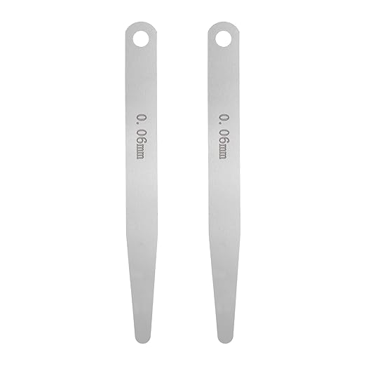 HARFINGTON 2pcs Metric Thickness Feeler Gauge 0.06mm Single Blade Oval Feeler Gauge 304 Stainless Steel Gap Measuring Tool for Repair Valve Guitar Spark Plug