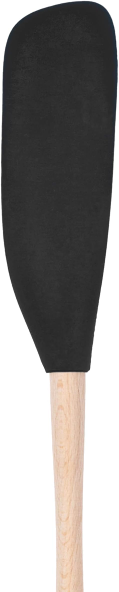 Tovolo Flex Core Jar Scraper With Wood Handle Long Silicone Spatula For Peanut Butter Jelly Jars, Heat Resistant BPA Free Long Handle Jar Spatula for Scraping Spreading Black