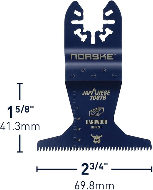 Norske Tools NOTP211 2-3/4 inch Japanese Tooth Bi-Metal Oscillating Multi Tool Accessory Blade for Wood and Hardwood
