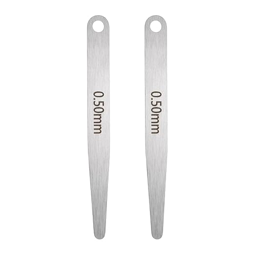 HARFINGTON 2pcs Metric Thickness Feeler Gauge 0.5mm Single Blade Oval Feeler Gauge 304 Stainless Steel Gap Measuring Tool for Repair Valve Guitar Spark Plug