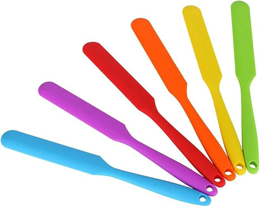 Small Silicone Spatulas Bulk for Kitchen, Baking, Cake Icing, Resin Craft(set of 6), Mini Silicon Scraper Tool, Jar Spatula with Long Handle Heat Resistant, Waxing Sticks Large with Slant for Hard Wax